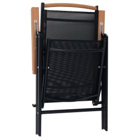 vidaXL Folding Patio Chairs 2 pcs Aluminum and Textilene Black