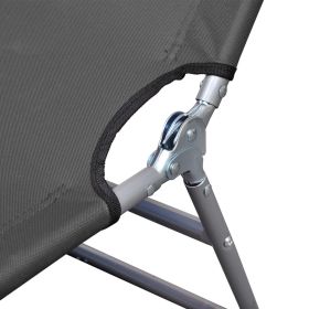 vidaXL Foldable Sunlounger with Head Cushion Adjustable Backrest Gray