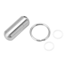 Portable Medicine Bottle Stainless Steel Waterproof Small Capsule Case Storage Container with Keychain