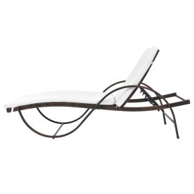 vidaXL Sun Lounger with Cushion Poly Rattan Brown