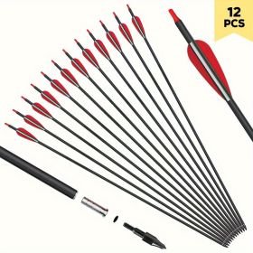 31 inch carbon arrow aiming practice hunting arrow suitable for compound bow and recurve bow with detachable tip (12 pack)