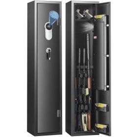 VEVOR 5 Gun Safe, Gun Security Cabinet with Fingerprint Lock, Quick Access Gun Storage Cabinet with Removable Shelf, Pistol Rack