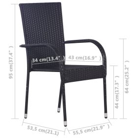 vidaXL Stackable Outdoor Chairs 4 pcs Poly Rattan Black