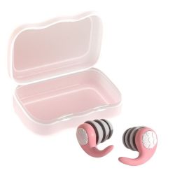 Swimming Ear Plugs, 1 Pairs Waterproof Reusable Silicone Swim Earplugs (Color: pink, size: S)