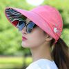 Wide Brim Sun Visor Foldable Picnic Hat Beach UV Protection Scallop Cap For Outdoor With Faux Pearl & Flower; Women's Hat & Caps