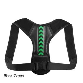 Adjustable Back Shoulder Posture Corrector Belt For Clavicle Spine Support Body Reshape Pain Relief From Neck; Back And Shoulder ( Buy A Size Up ) (Color: Black Green, size: M(40-80KG))