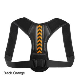 Adjustable Back Shoulder Posture Corrector Belt For Clavicle Spine Support Body Reshape Pain Relief From Neck; Back And Shoulder ( Buy A Size Up ) (Color: Black Orange, size: XL(80-120KG))