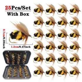 5/10/25pcs Artificial Bumblebee Fly Fishing Lures Baits Trout Bionic Flies For Trout Fishing (size: 25Pcs(with Box))