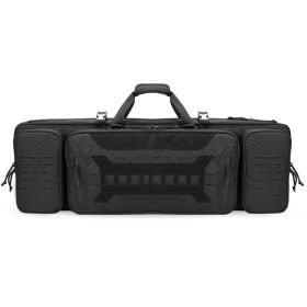 VOTAGOO Double Rifle Case Gun Bag, Safely Long-Barrel Firearm Transportation Cases Locks (Color: Black, size: 36inches)