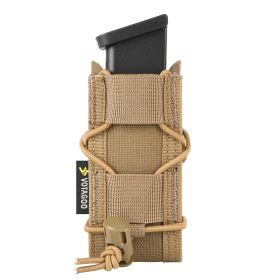 Molle Mag Pouch Open-Top Pistol Mag Pouch Adjustable Mag Pouch Compatible with Various MOLLE Tactical Belts (Color: Singe-Brown)