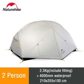 Naturehike Mongar 2 Tent 2 Person Camping Tent Ultralight 20D Nylon Backpacking Waterproof Tent Beach Outdoor Hiking Travel Tent (Color: Grey - 20D)