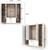 3 Doors Bedroom Armoire Wardrobe Closet Cabinet, 3 Drawers Wardrobe Closet with Hanging Rod, 3-Colors Wood Closet Wardrobe for Large Storage