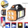 1pc Multifunctional Solar LED+COB Light With Handle; USB Charging Waterproof For Outdoor Camping Safety Emergency At Night